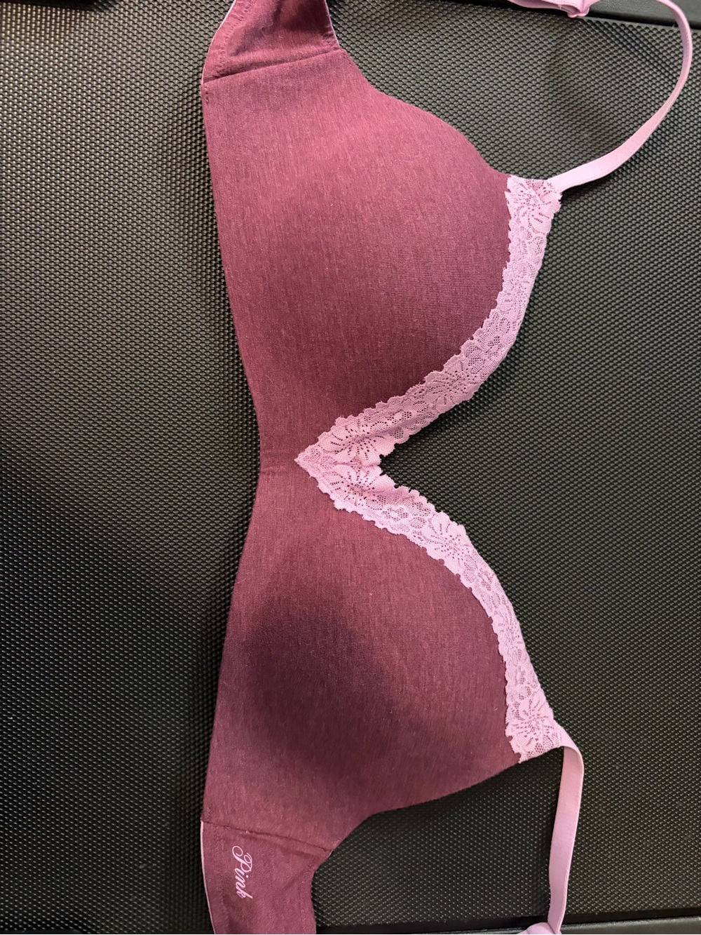 PINK Victoria's Secret Plum Bra with Light Pink Lace Trim